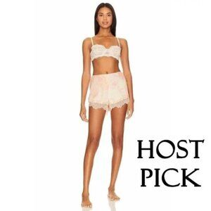NWT Free People Moonbeams tie dye print satin and lace shorts, XS